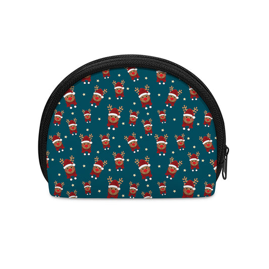 Christmas Santa Reindeer Pattern Print Coin Purse