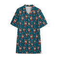 Christmas Santa Reindeer Pattern Print Cotton Hawaiian Shirt