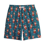 Christmas Santa Reindeer Pattern Print Cotton Shorts
