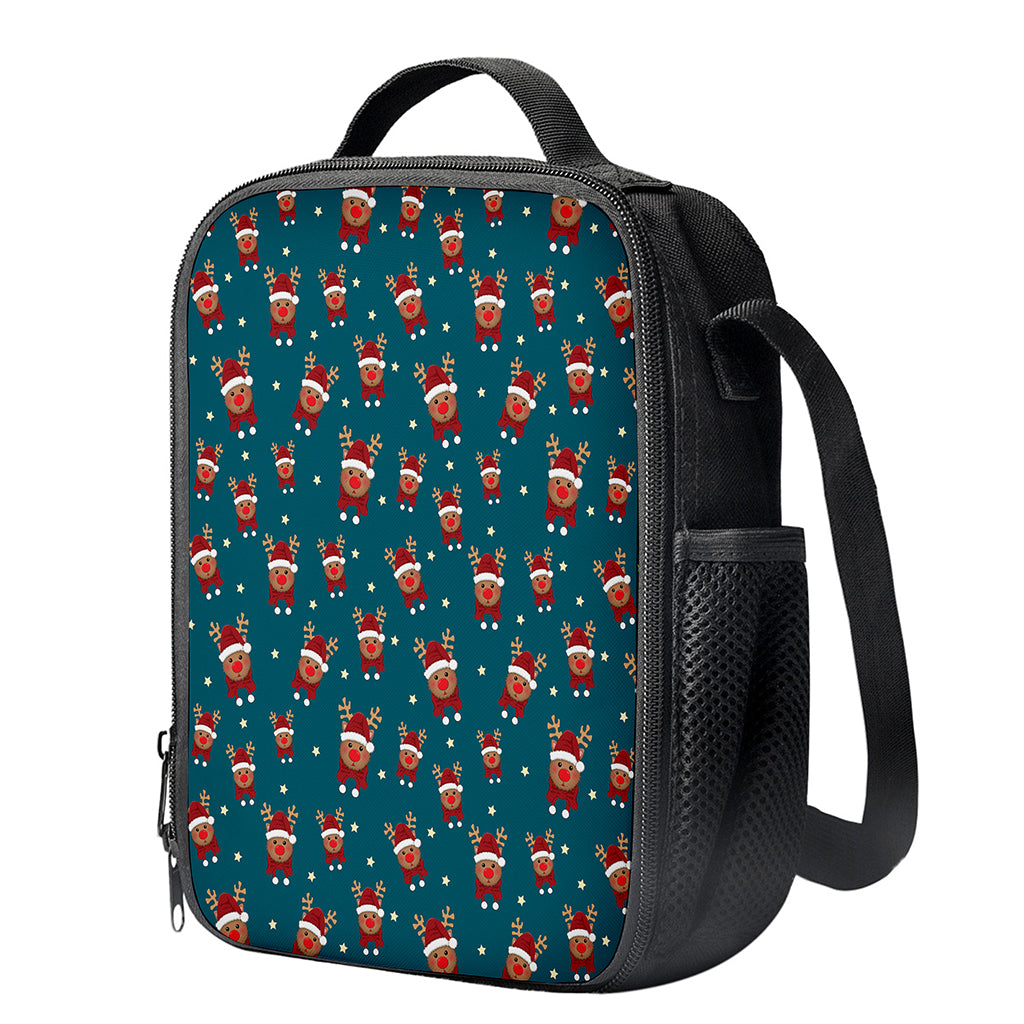 Christmas Santa Reindeer Pattern Print Crossbody Lunch Bag