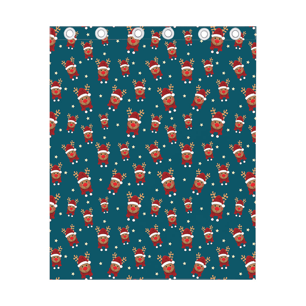 Christmas Santa Reindeer Pattern Print Curtain