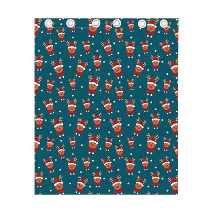 Christmas Santa Reindeer Pattern Print Curtain