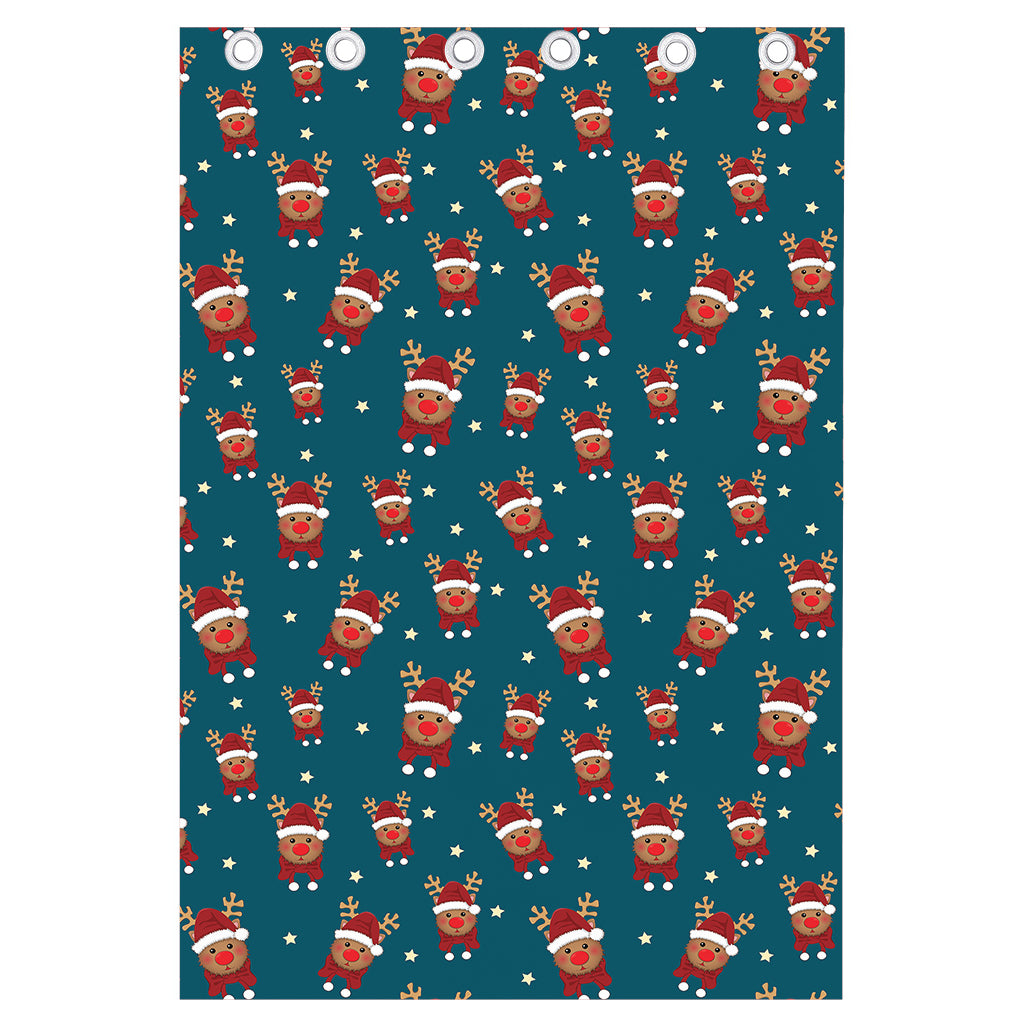 Christmas Santa Reindeer Pattern Print Curtain
