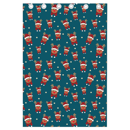 Christmas Santa Reindeer Pattern Print Curtain