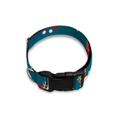 Christmas Santa Reindeer Pattern Print Dog Collar