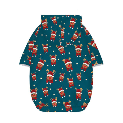 Christmas Santa Reindeer Pattern Print Dog Zip Up Hoodie