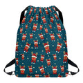 Christmas Santa Reindeer Pattern Print Drawstring Backpack