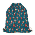 Christmas Santa Reindeer Pattern Print Drawstring Bag