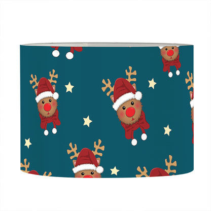 Christmas Santa Reindeer Pattern Print Drum Lamp Shade