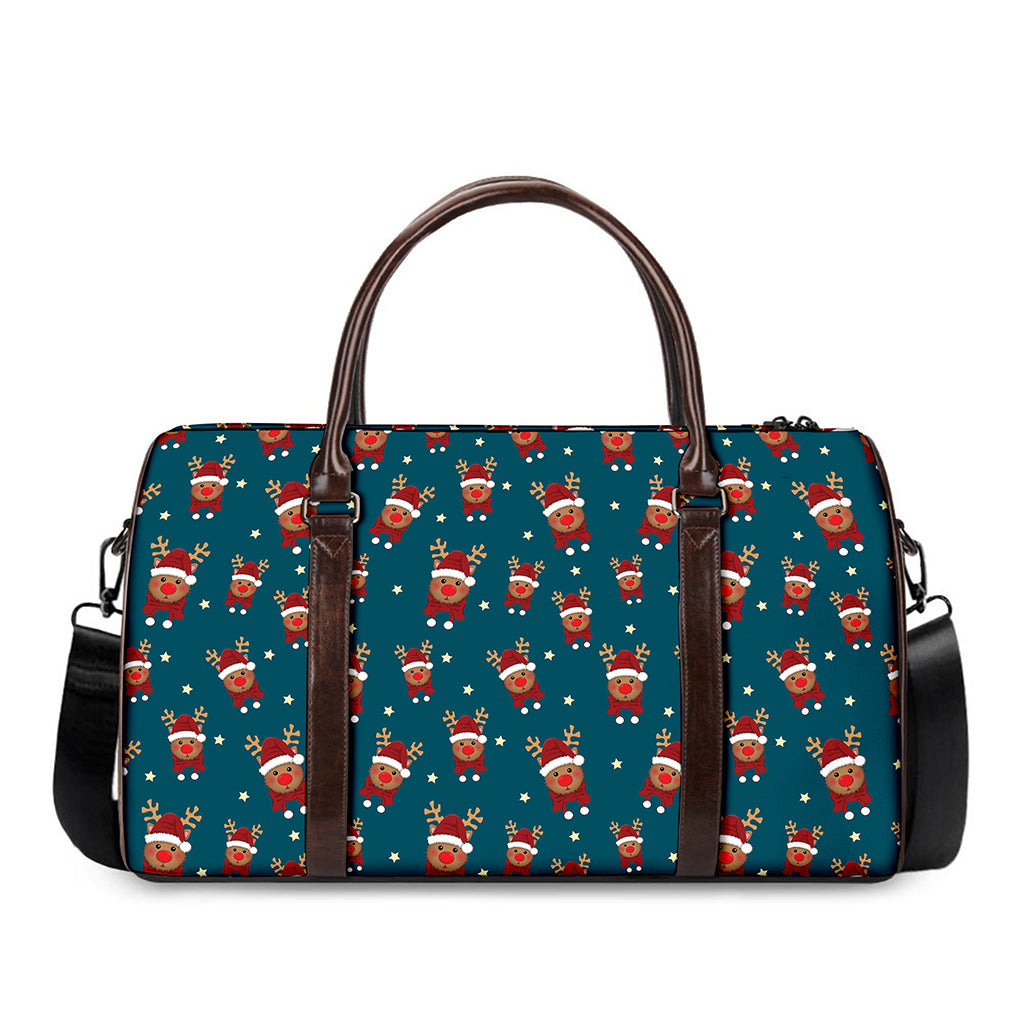 Christmas Santa Reindeer Pattern Print Duffle Bag