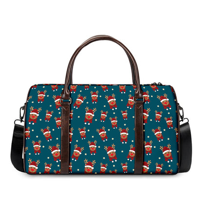 Christmas Santa Reindeer Pattern Print Duffle Bag