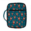 Christmas Santa Reindeer Pattern Print Front Pocket Bible Bag