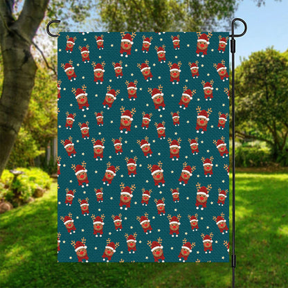 Christmas Santa Reindeer Pattern Print Garden Flag