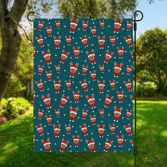 Christmas Santa Reindeer Pattern Print Garden Flag