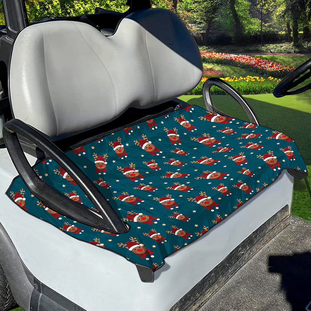 Christmas Santa Reindeer Pattern Print Golf Cart Seat Cover