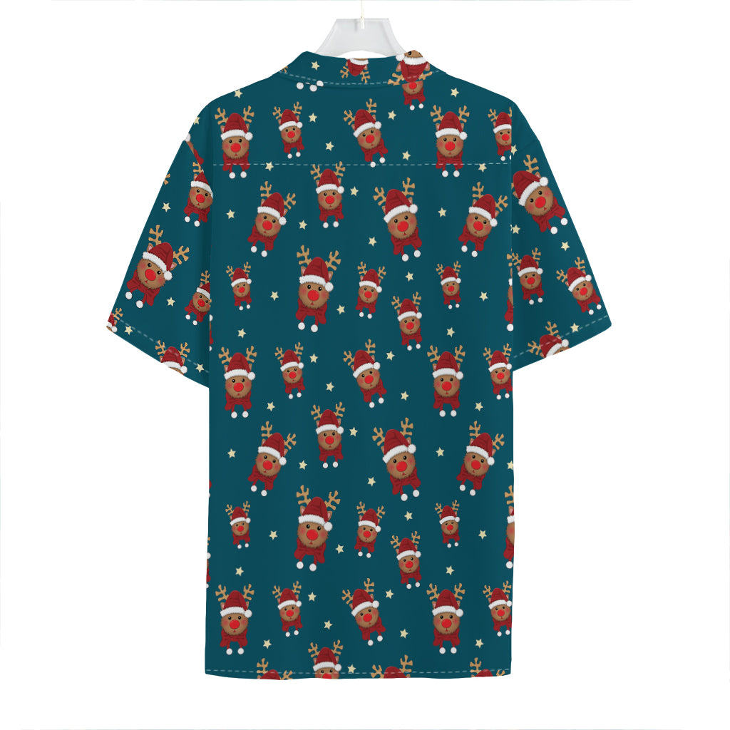 Christmas Santa Reindeer Pattern Print Hawaiian Shirt