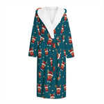 Christmas Santa Reindeer Pattern Print Hooded Bathrobe