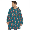 Christmas Santa Reindeer Pattern Print Hoodie Blanket