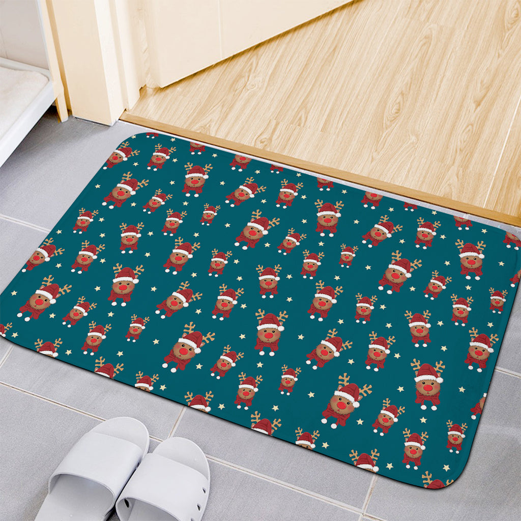 Christmas Santa Reindeer Pattern Print Indoor Door Mat