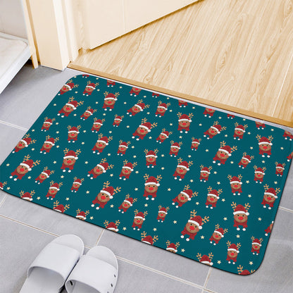 Christmas Santa Reindeer Pattern Print Indoor Door Mat