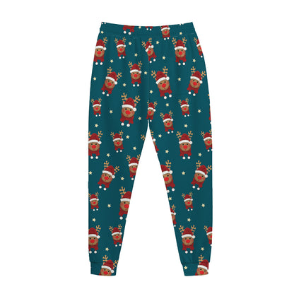 Christmas Santa Reindeer Pattern Print Jogger Pants