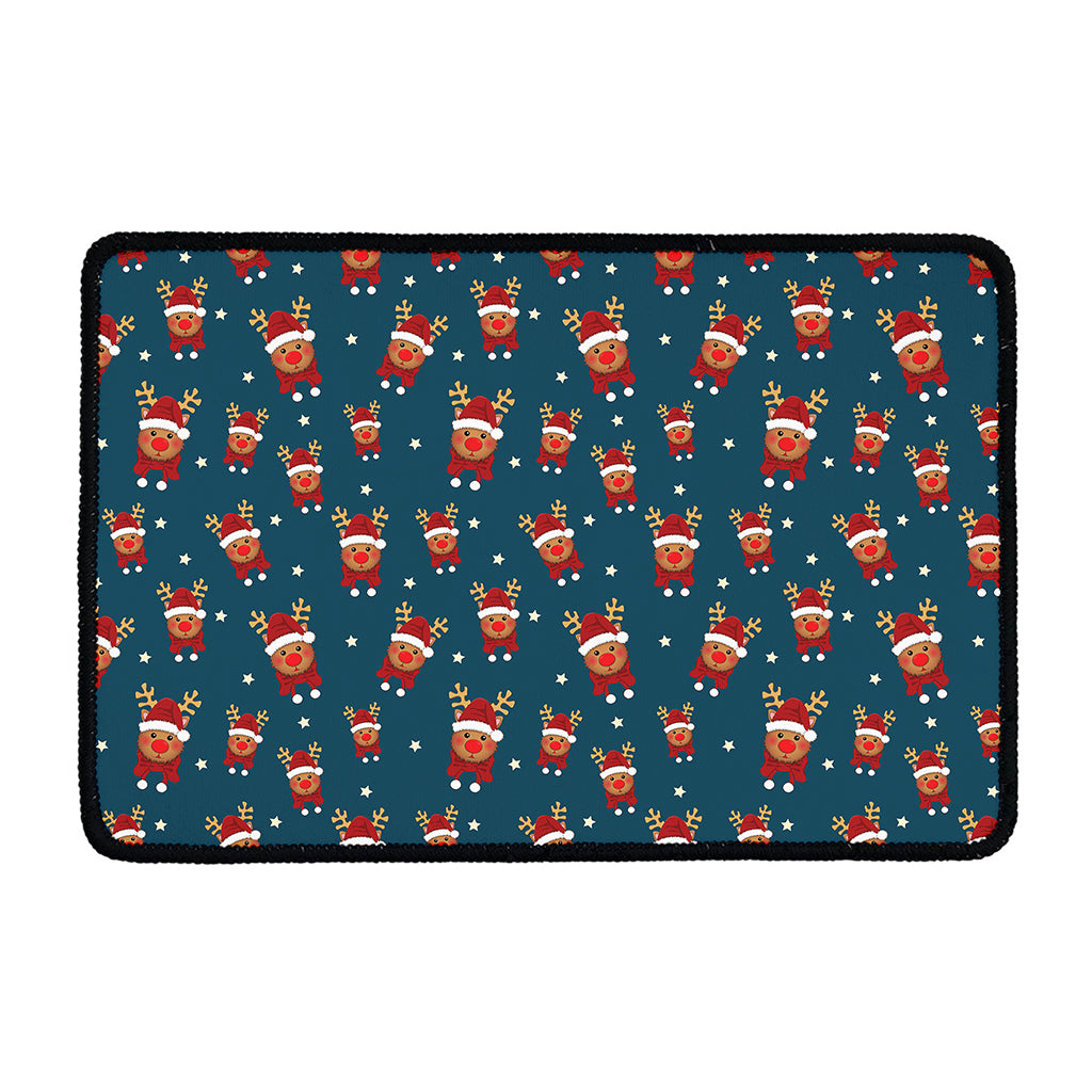 Christmas Santa Reindeer Pattern Print Kitchen Mat