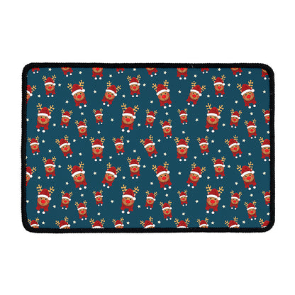 Christmas Santa Reindeer Pattern Print Kitchen Mat
