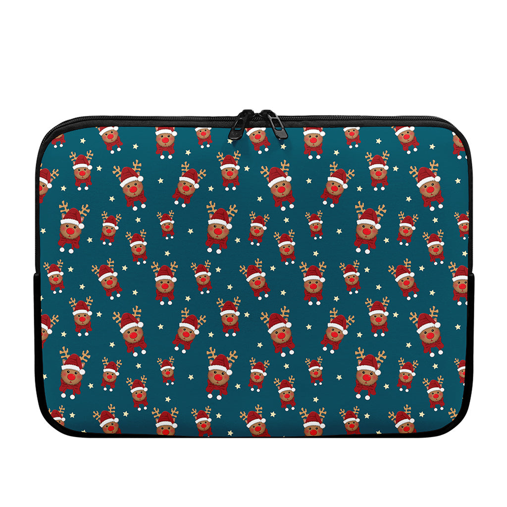 Christmas Santa Reindeer Pattern Print Laptop Sleeve