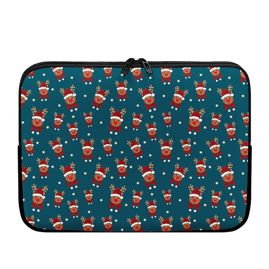 Christmas Santa Reindeer Pattern Print Laptop Sleeve