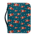 Christmas Santa Reindeer Pattern Print Leather Bible Cover