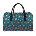 Christmas Santa Reindeer Pattern Print Leather Duffel Bag
