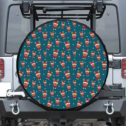 Christmas Santa Reindeer Pattern Print Leather Spare Tire Cover