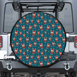 Christmas Santa Reindeer Pattern Print Leather Spare Tire Cover