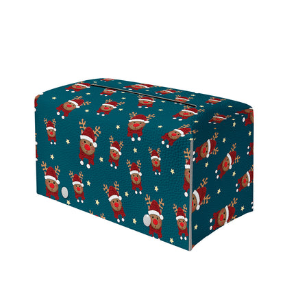 Christmas Santa Reindeer Pattern Print Leather Tissue Box Cover