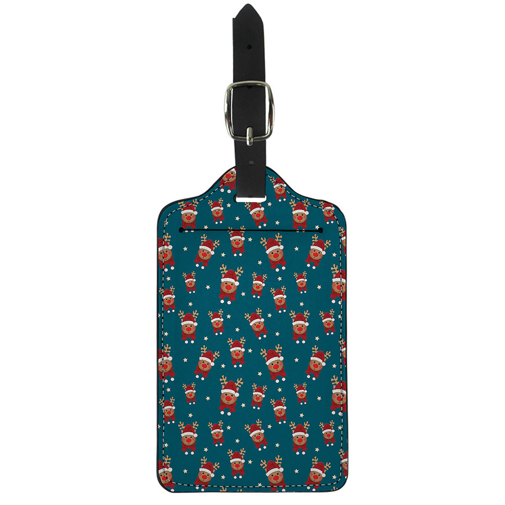 Christmas Santa Reindeer Pattern Print Luggage Tag