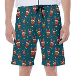 Christmas Santa Reindeer Pattern Print Men's Beach Shorts