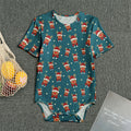 Christmas Santa Reindeer Pattern Print Men's Bodysuit