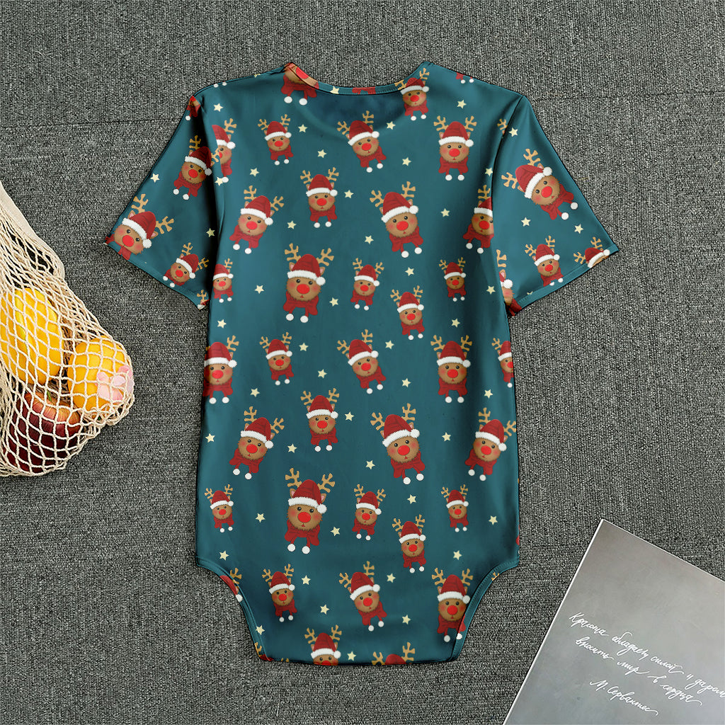 Christmas Santa Reindeer Pattern Print Men's Bodysuit