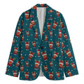 Christmas Santa Reindeer Pattern Print Men's Cotton Blazer