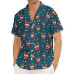 Christmas Santa Reindeer Pattern Print Men's Deep V-Neck Shirt