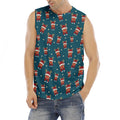 Christmas Santa Reindeer Pattern Print Men's Fitness Tank Top
