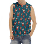 Christmas Santa Reindeer Pattern Print Men's Fitness Tank Top