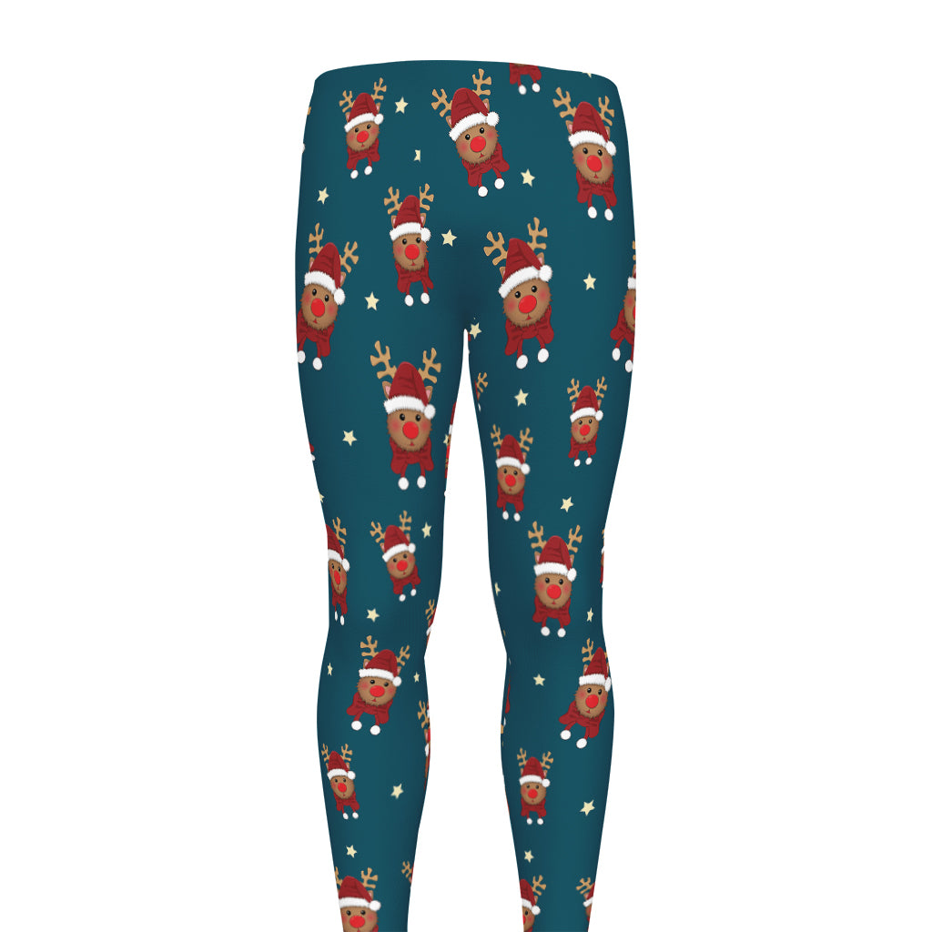 Christmas Santa Reindeer Pattern Print Men's leggings