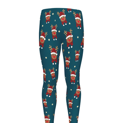 Christmas Santa Reindeer Pattern Print Men's leggings