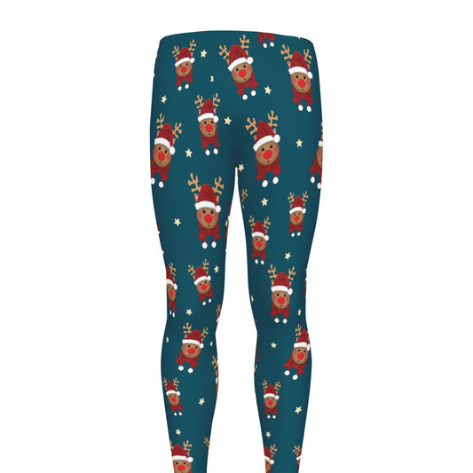 Christmas Santa Reindeer Pattern Print Men's leggings