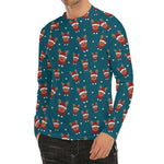 Christmas Santa Reindeer Pattern Print Men's Long Sleeve Rash Guard