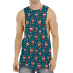 Christmas Santa Reindeer Pattern Print Men's Muscle Tank Top