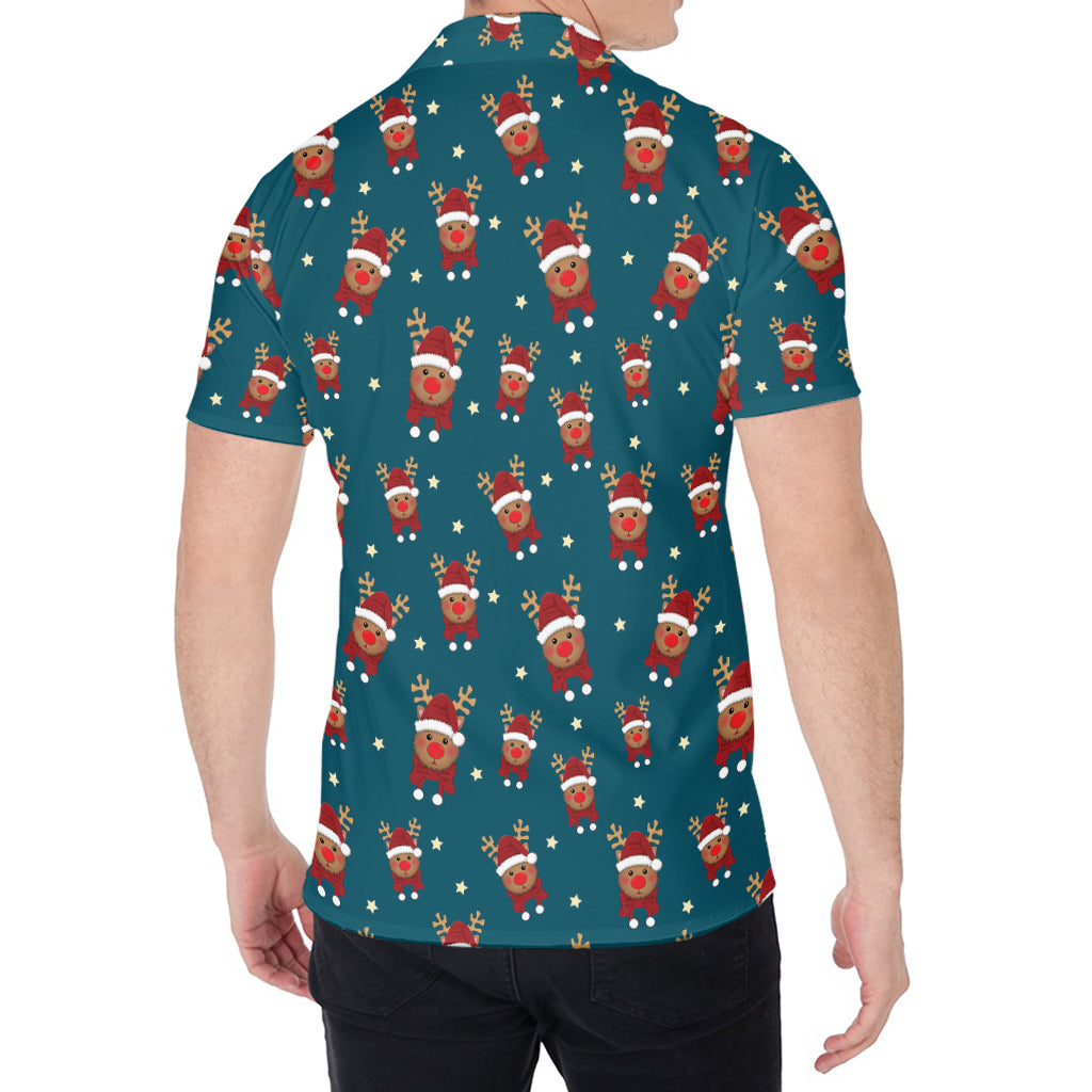 Christmas Santa Reindeer Pattern Print Men's Shirt
