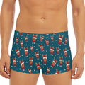Christmas Santa Reindeer Pattern Print Men's Short Boxer Briefs