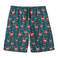 Christmas Santa Reindeer Pattern Print Men's Swim Trunks